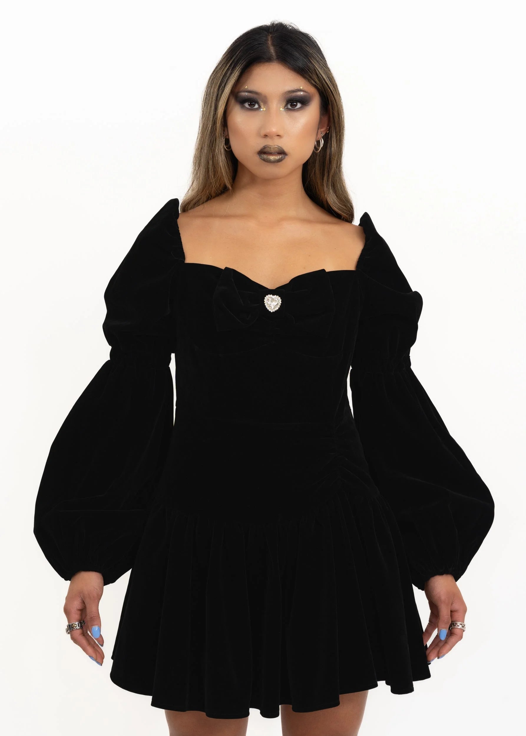 Bizarre Bazaar Velvet balloon sleeve mini dress