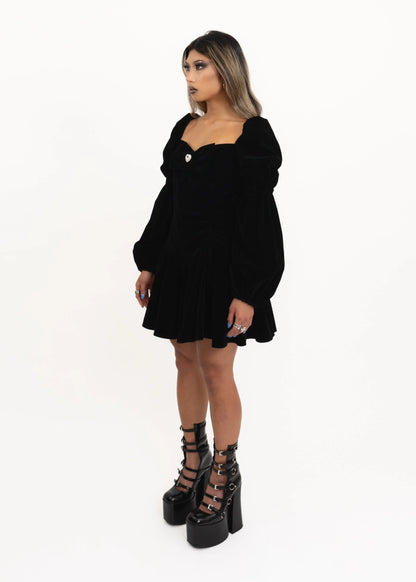 Bizarre Bazaar Velvet balloon sleeve mini dress