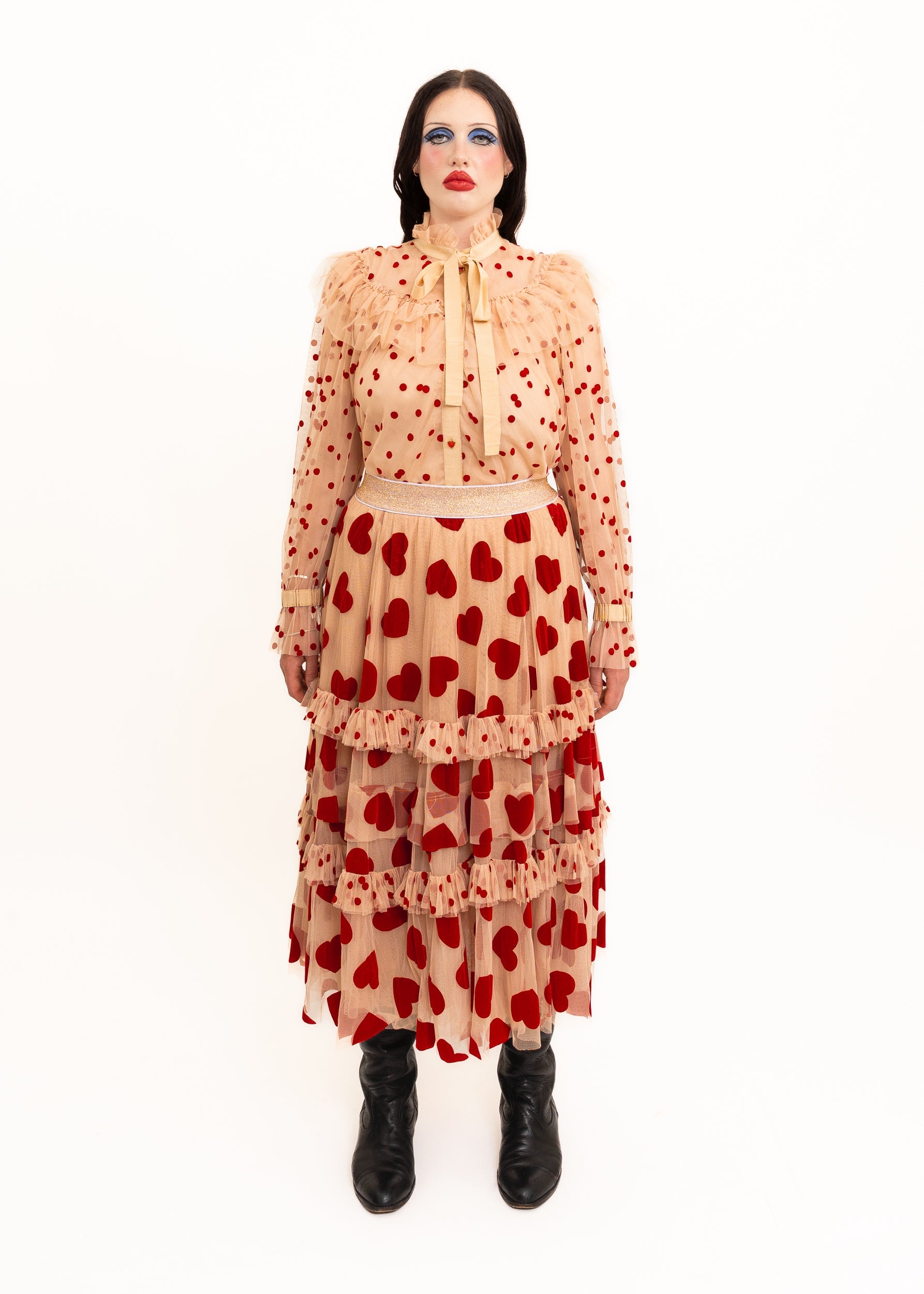 Trelise Cooper Velvet flocked tulle skirt and blouse co-ordinating set Bizarre Bazaar