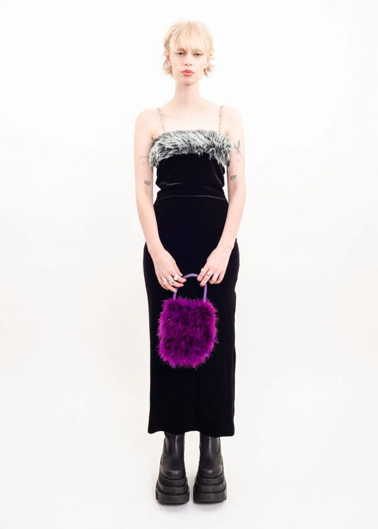Mouth Valley Velvet gown with faux fur trim
