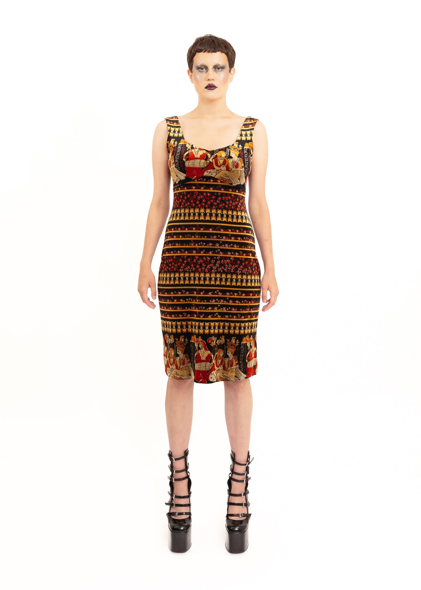 Patterned velvet dress