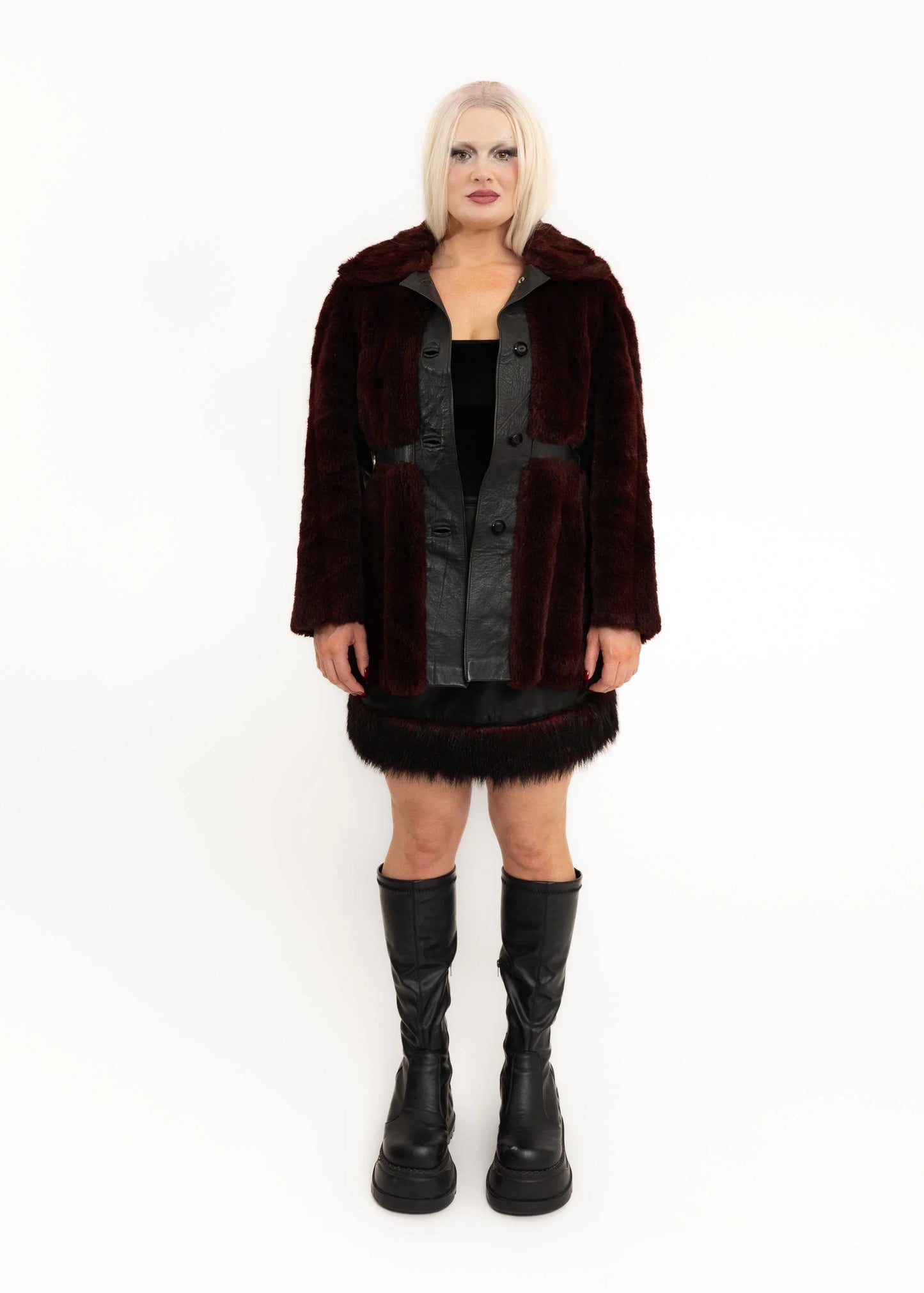 Cordera Vintage leather and faux fur coat