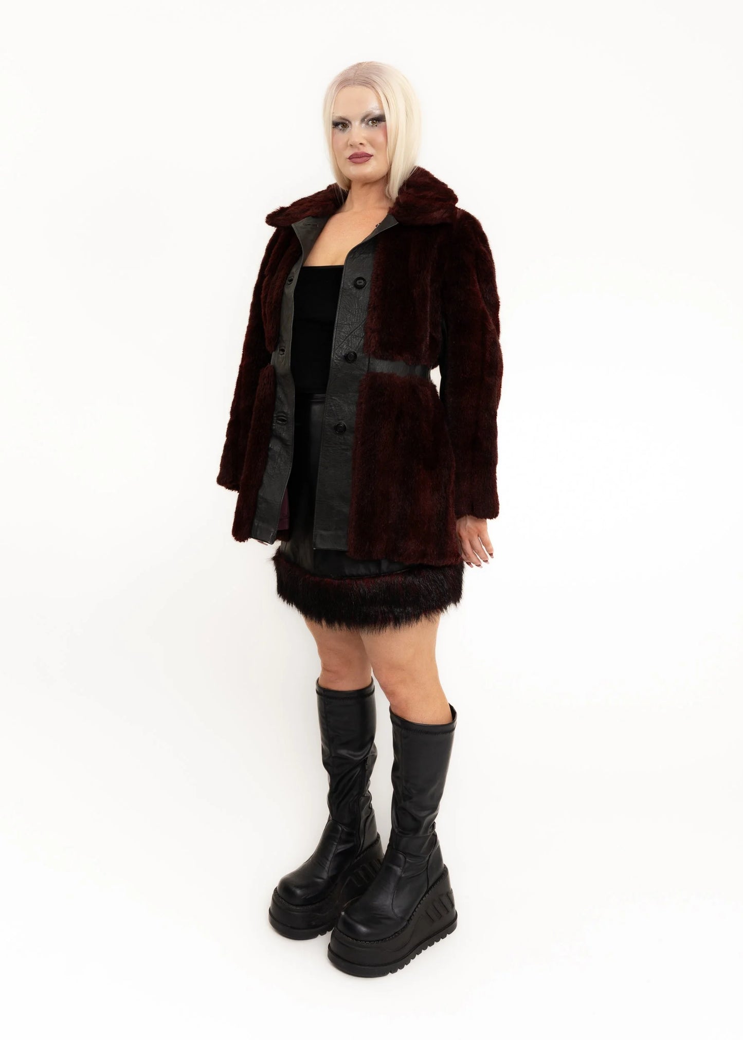 Cordera Vintage leather and faux fur coat