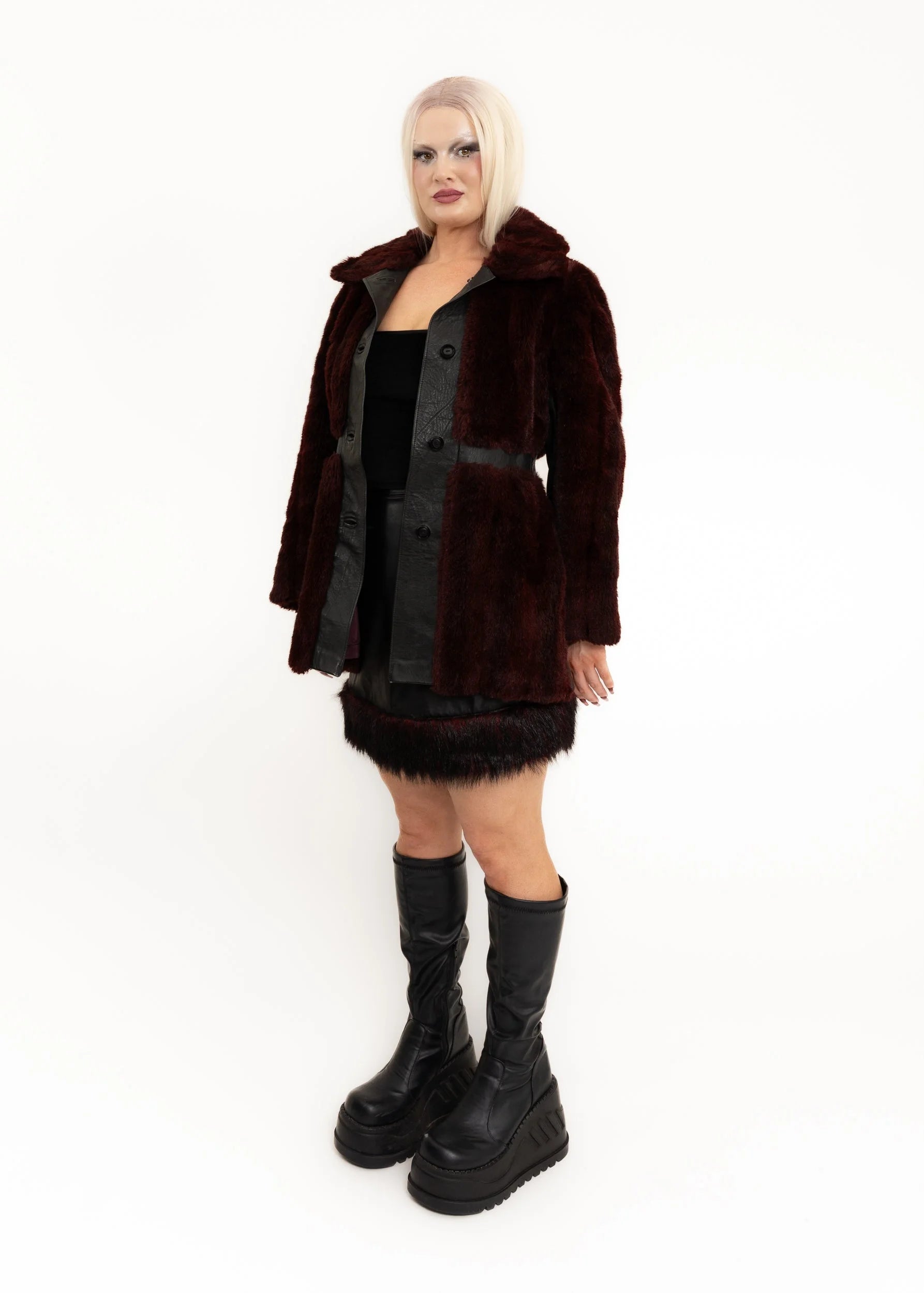 Cordera Vintage leather and faux fur coat