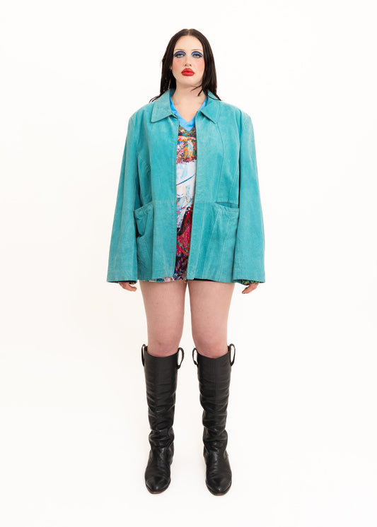 Vintage teal suede jacket Bizarre Bazaar