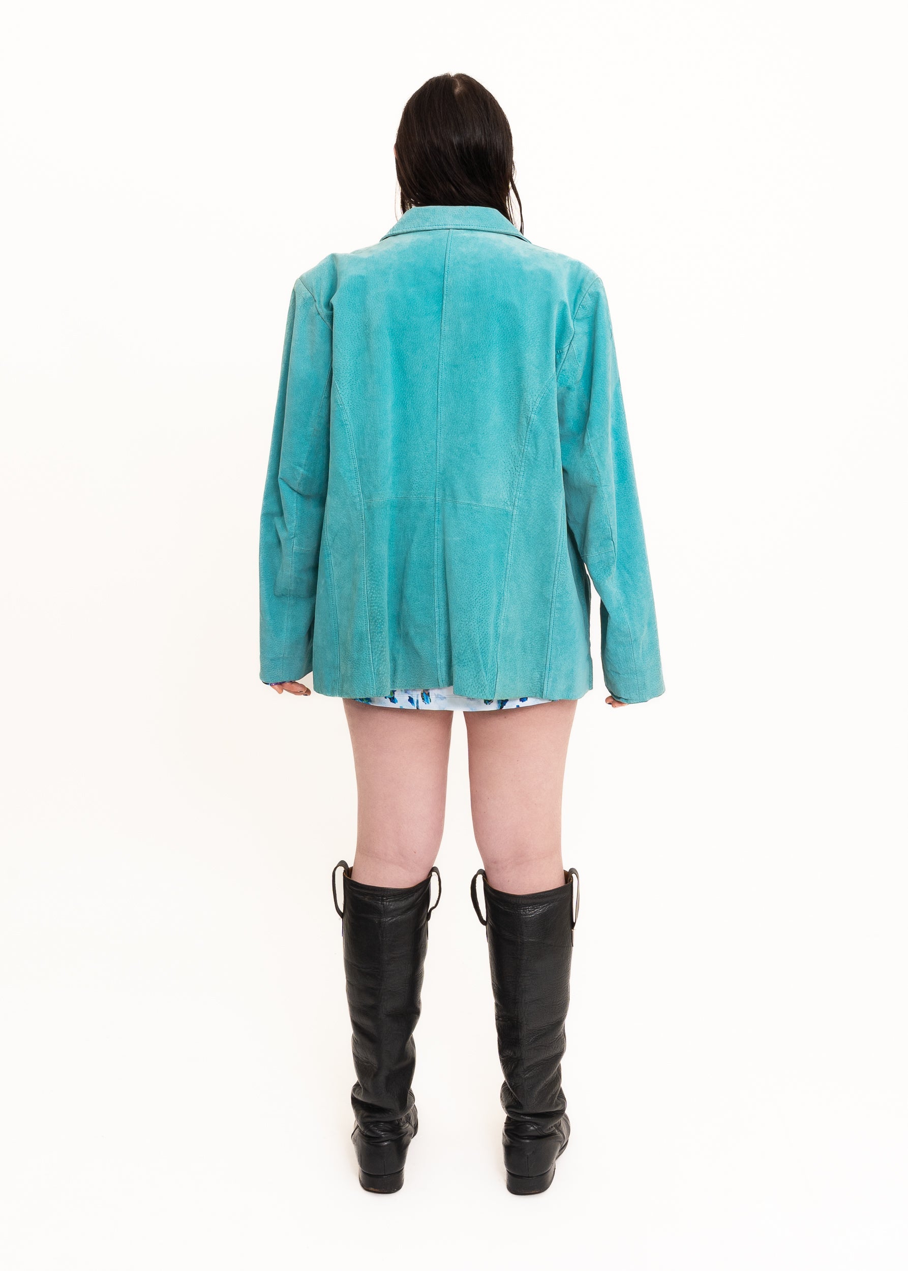 Vintage teal suede jacket Bizarre Bazaar