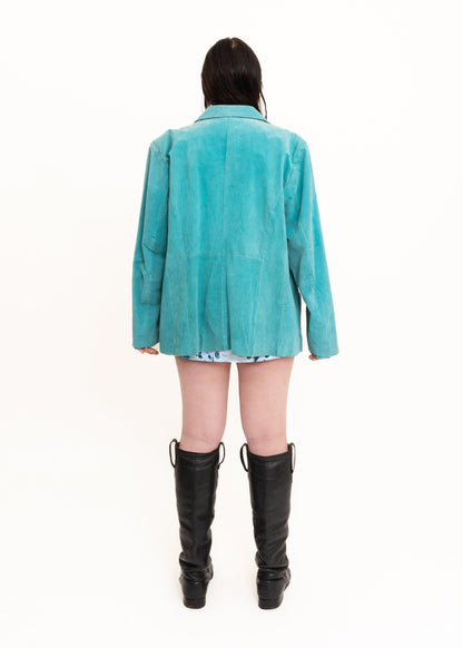 Vintage teal suede jacket Bizarre Bazaar