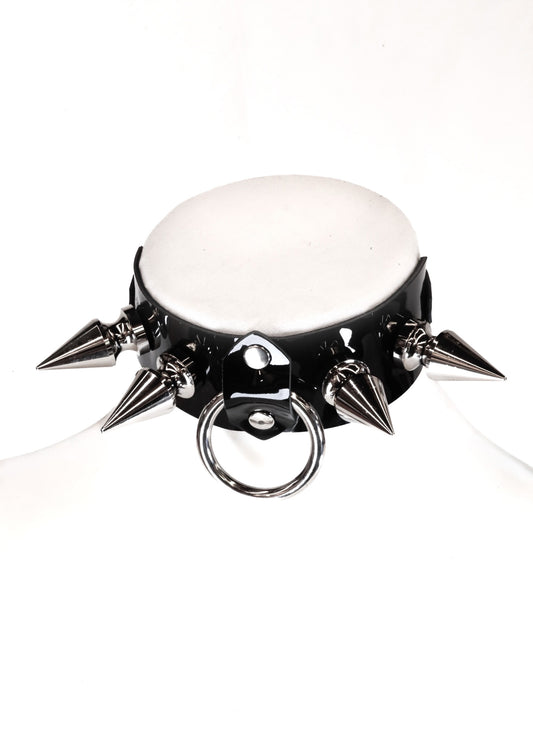 Thorn Patent Spiked O-Ring Choker- Black