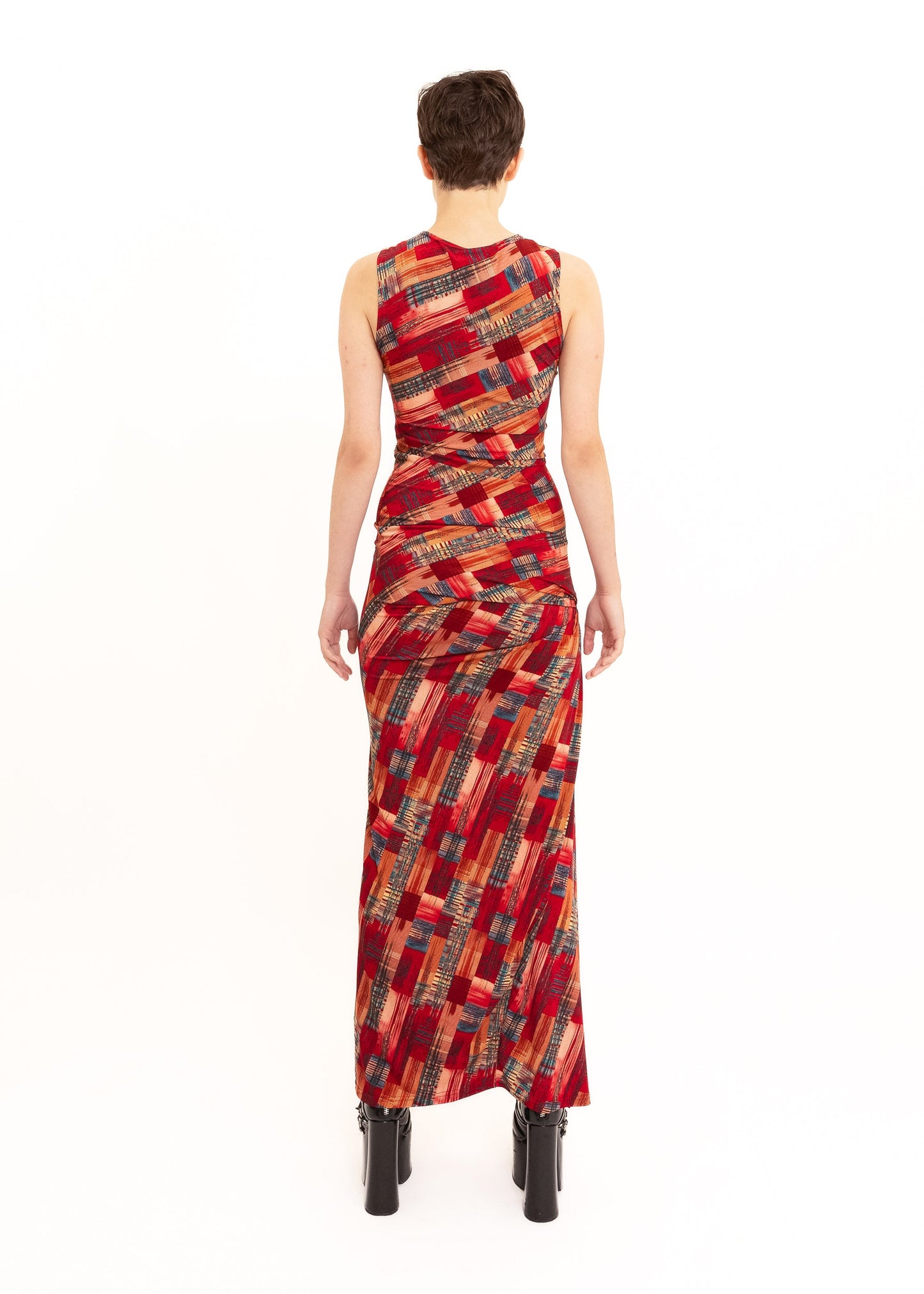 Daf Nimkovsky Wabi Dress- red tartan Bizarre Bazaar