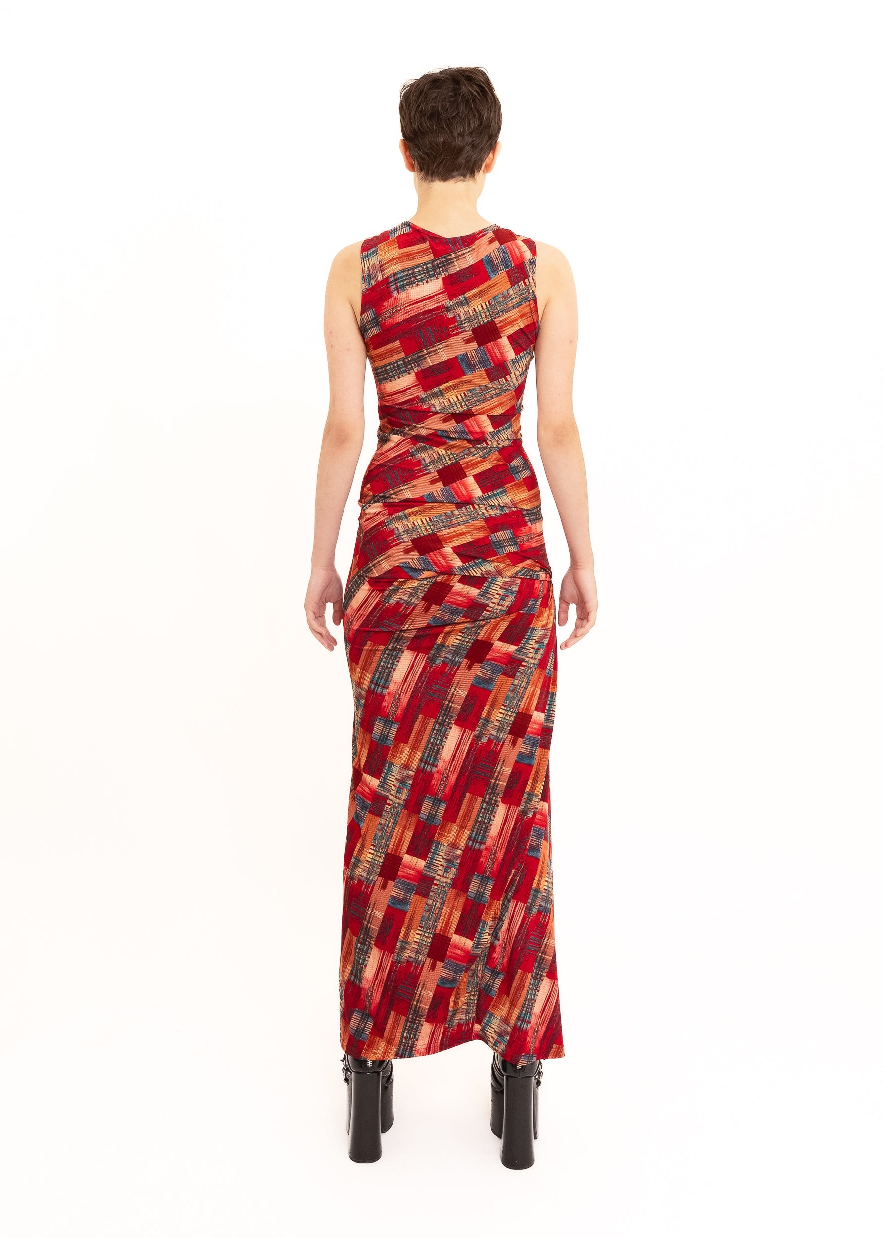 Daf Nimkovsky Wabi Dress- red tartan Bizarre Bazaar