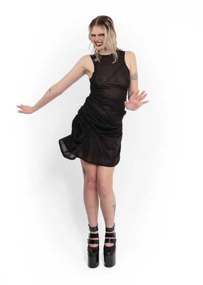 Daf Nimkovsky Wabi mini dress- black glitter