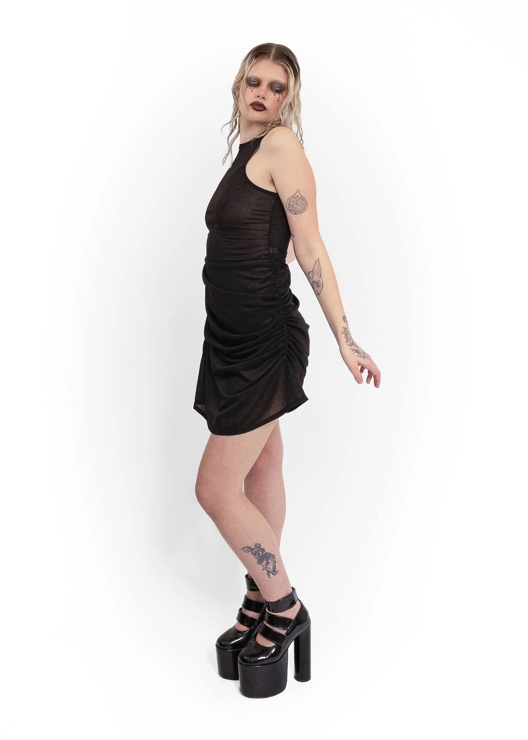 Daf Nimkovsky Wabi mini dress- black glitter