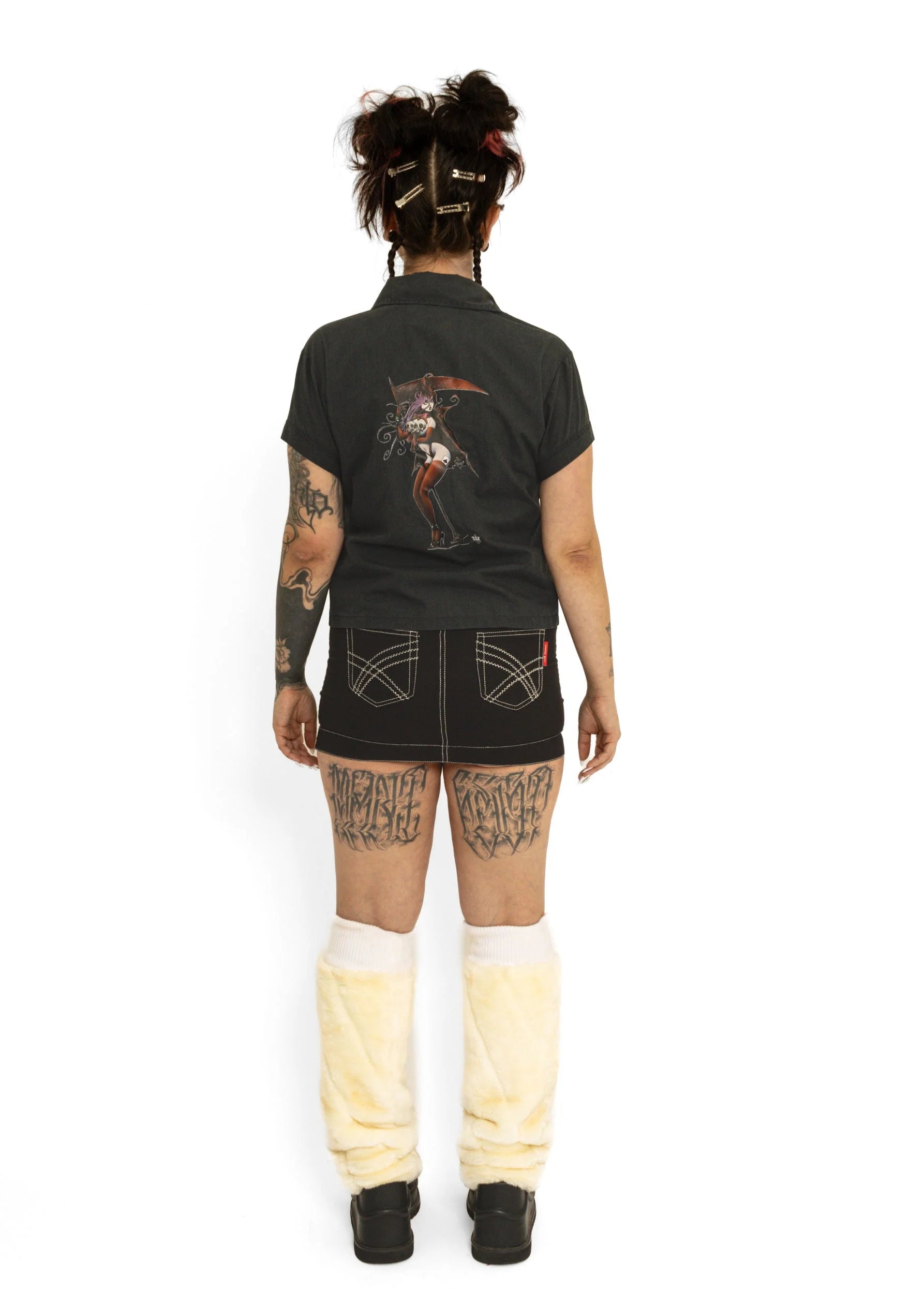 Illicit Witchy Pin Up Girl Collared Shirt