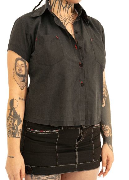 Illicit Witchy Pin Up Girl Collared Shirt