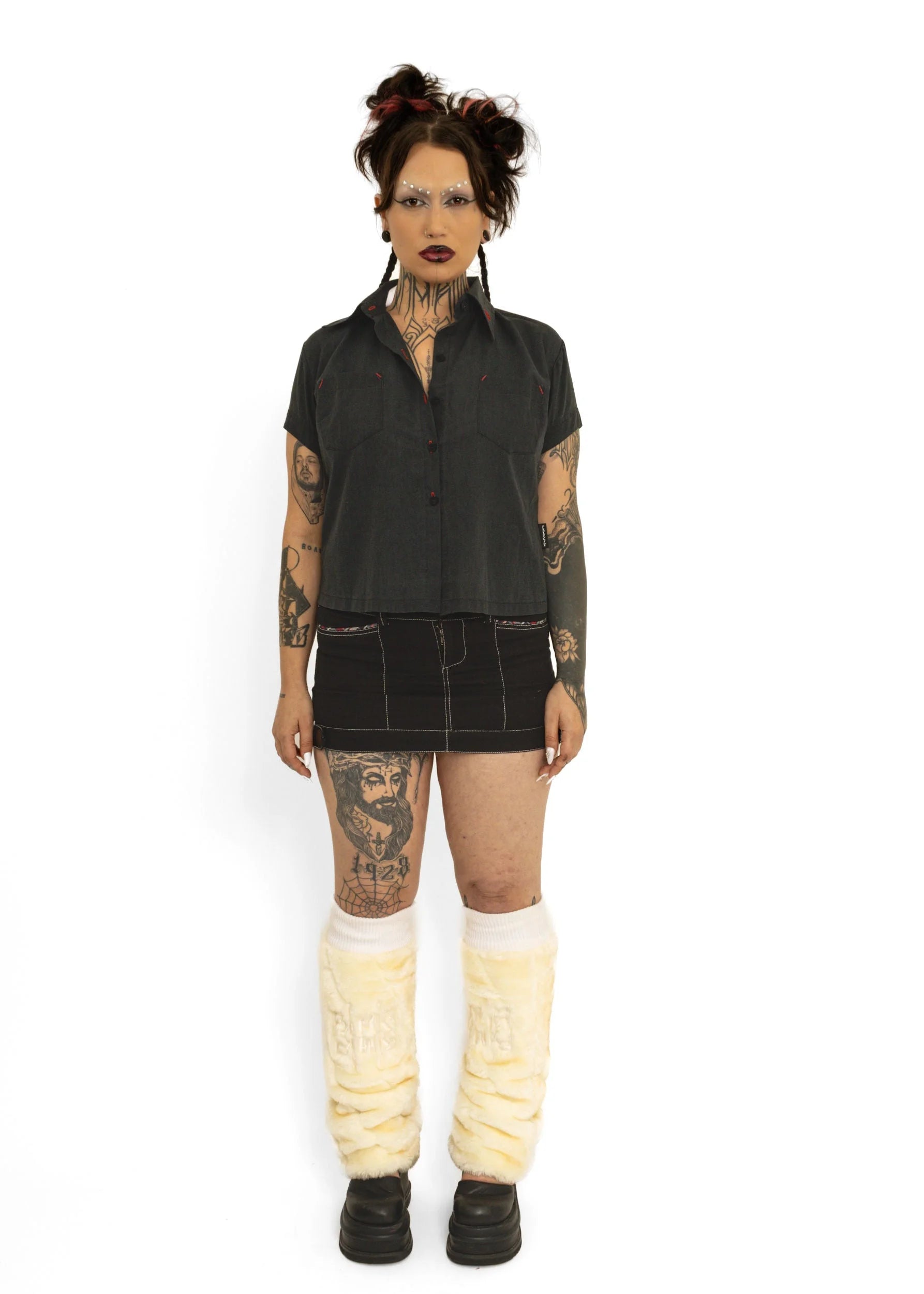 Illicit Witchy Pin Up Girl Collared Shirt