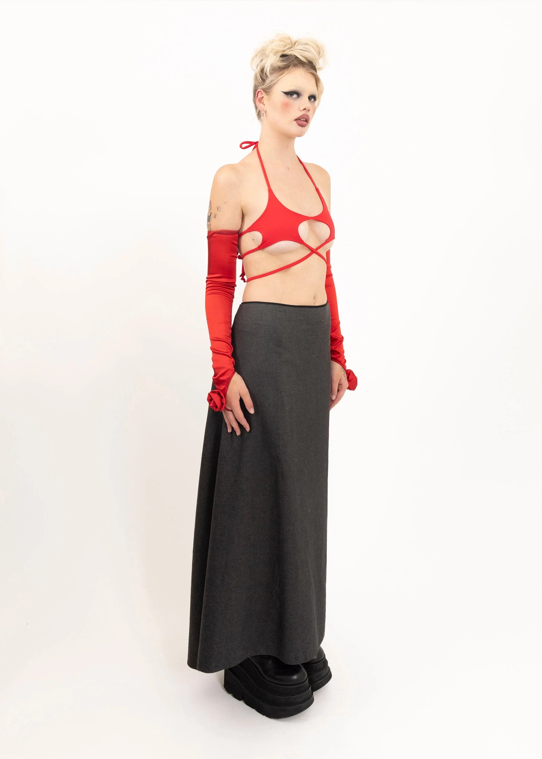 Zambesi Wool maxi skirt with dipped hem