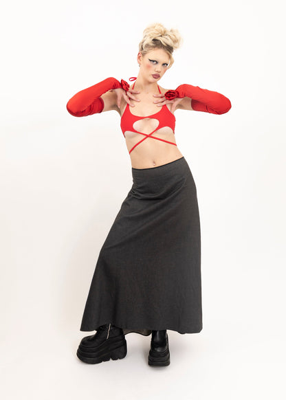 Zambesi Wool maxi skirt with dipped hem