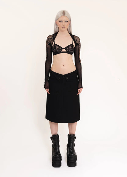 Y’s Yohji Yamamoto Wool midi skirt with ’collared’ detail