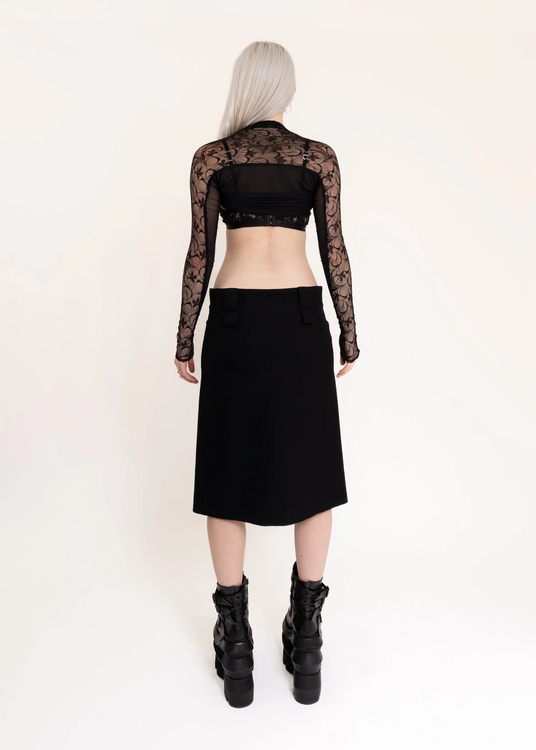 Y’s Yohji Yamamoto Wool midi skirt with ’collared’ detail