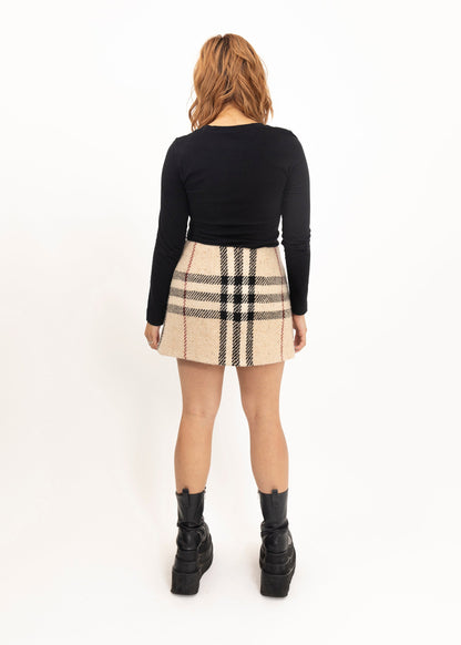 Burberry London Wool novacheck tartan mini skirt
