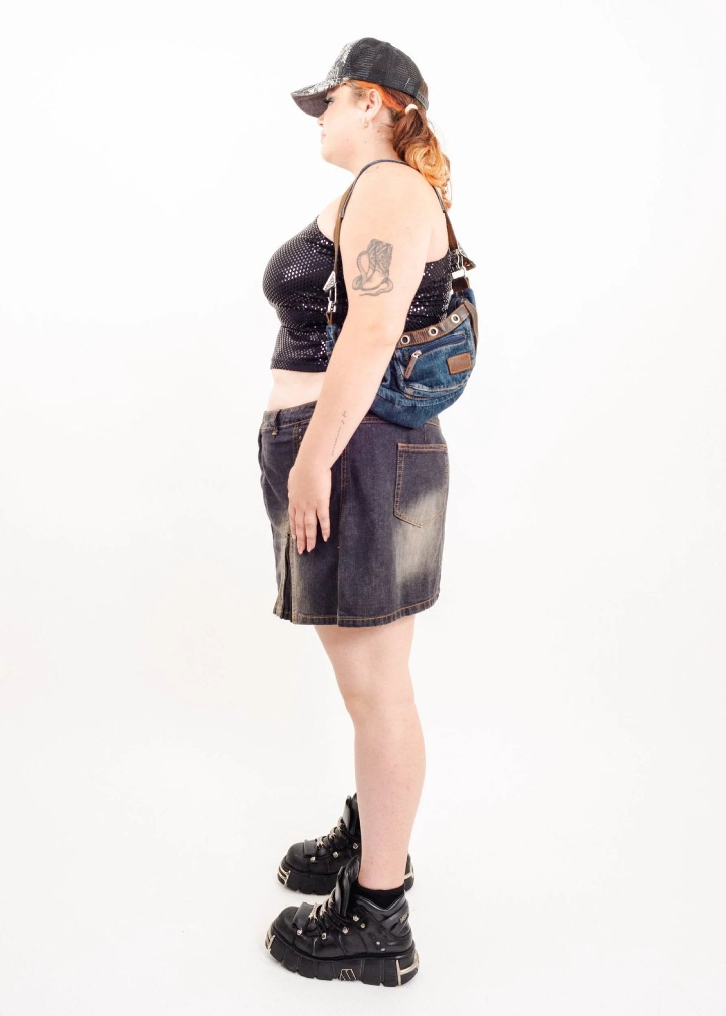 Smile Land Y2k dead stock denim mini skirt