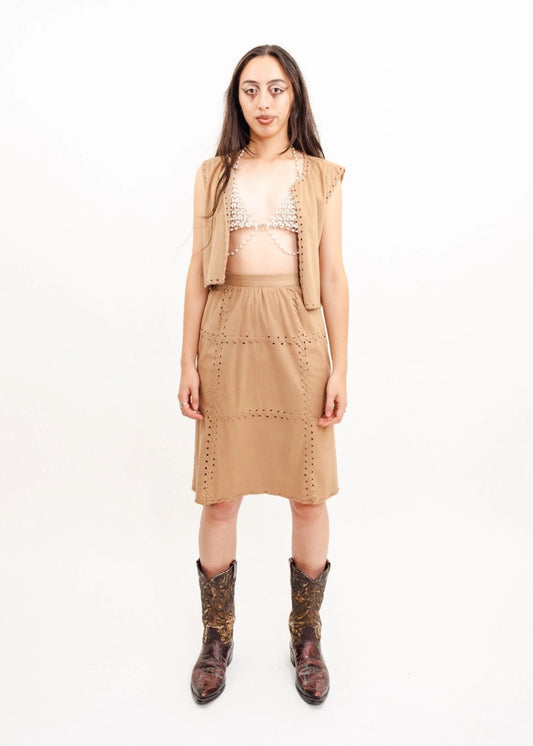 Roberta Yeehaw faux suede two piece set