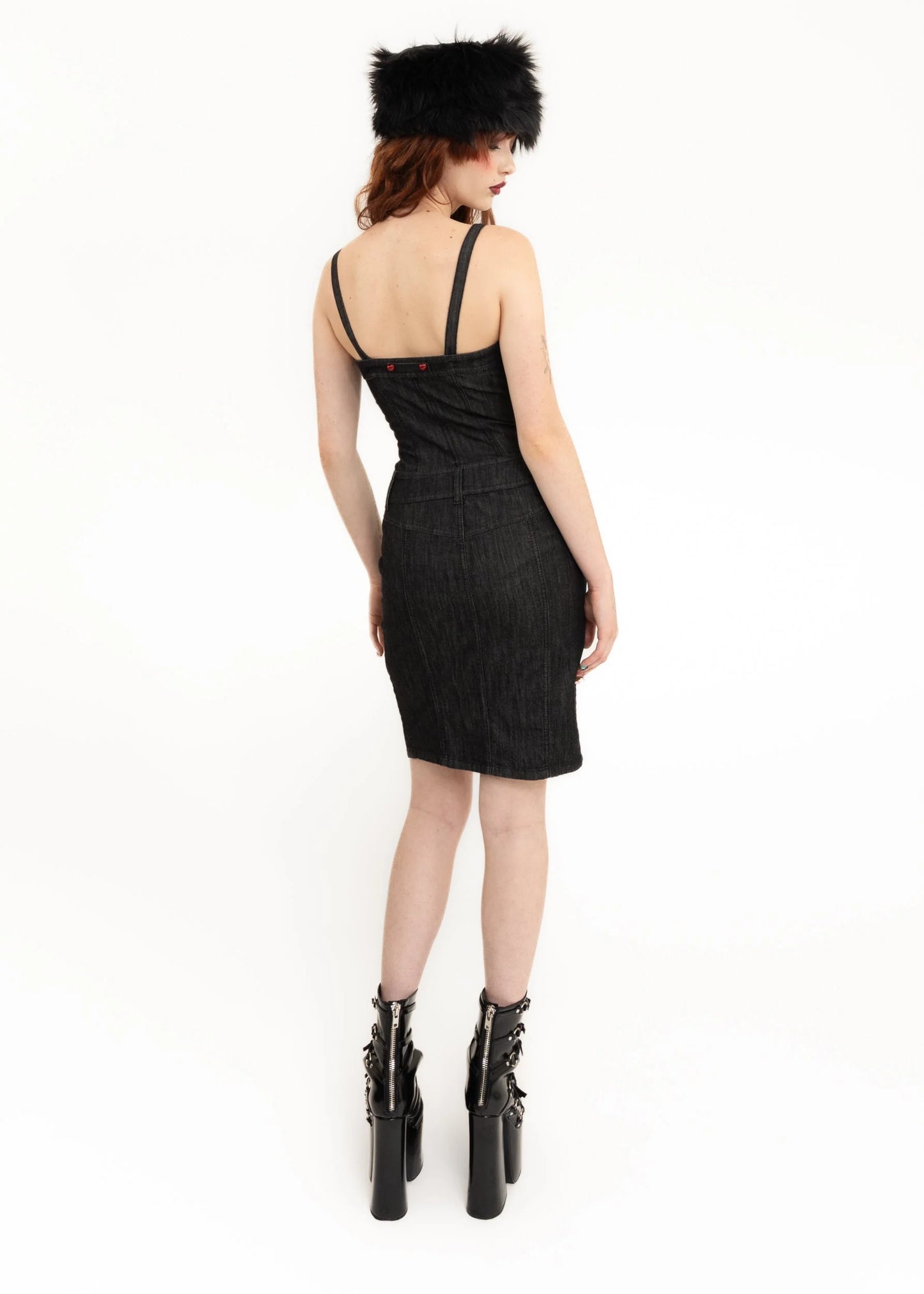 Moschino Jeans Zip front denim bustier dress