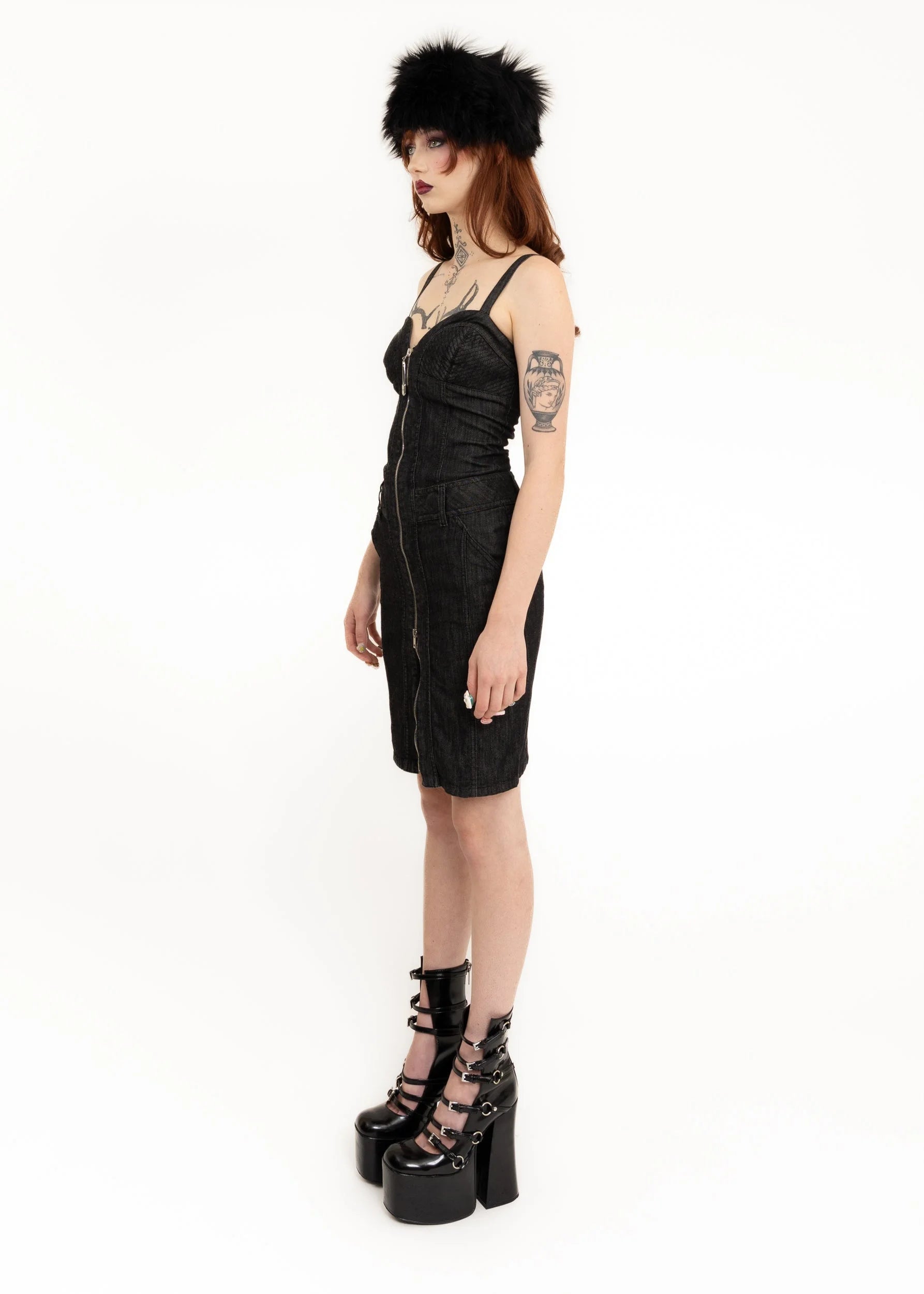 Moschino Jeans Zip front denim bustier dress
