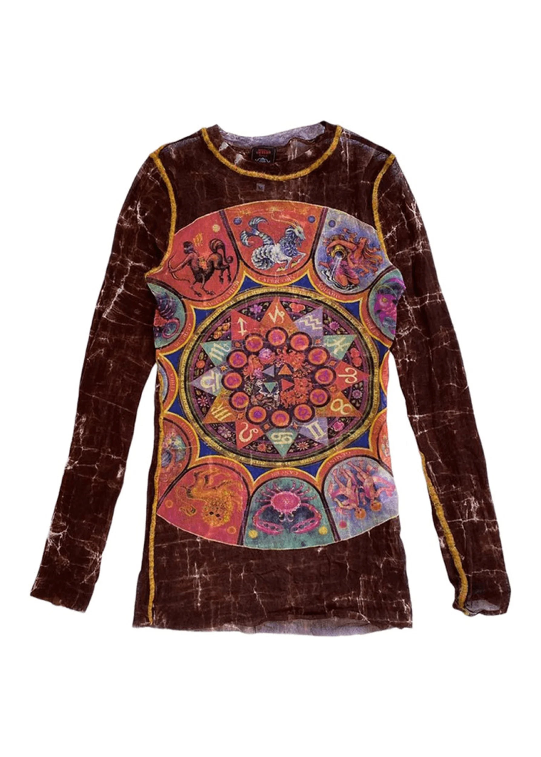 Jean Paul Gaultier Zodiac print mesh top