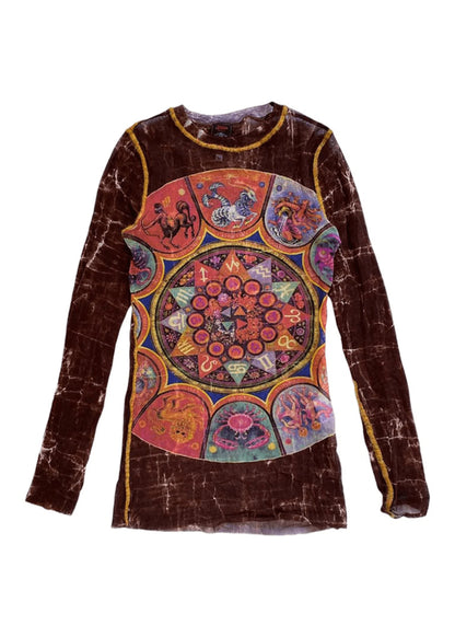 Jean Paul Gaultier Zodiac print mesh top